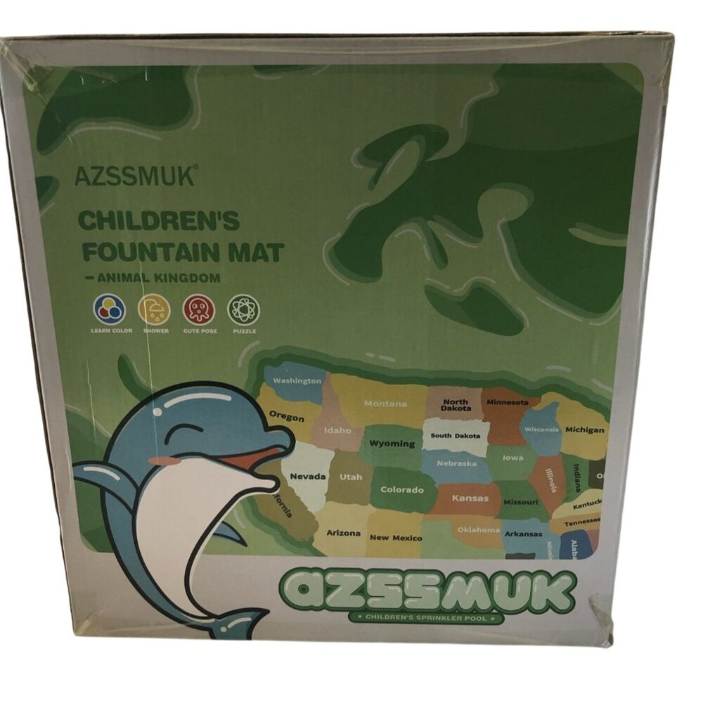 Azssmuk Childrens Fountain Mat‎ Sprinkler Animal Kingdom Splash Pad Blue - Picture 5 of 5